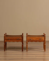 Pair of Henning Kjaernulf Oak Brutalist Nightstands, Denmark, 1960s