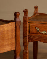 Pair of Henning Kjaernulf Oak Brutalist Nightstands, Denmark, 1960s