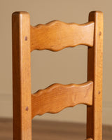 Set of 4 French Oak High Back Rush Seat Dining Chairs, France, 1960s