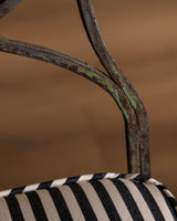 Set of 4 Iron Playing Card Garden Chairs in Striped Subrella, France, Early 20th Century