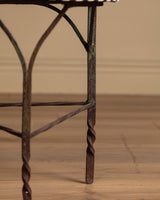 Set of 4 Iron Playing Card Garden Chairs in Striped Subrella, France, Early 20th Century