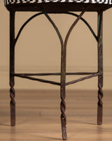 Set of 4 Iron Playing Card Garden Chairs in Striped Subrella, France, Early 20th Century