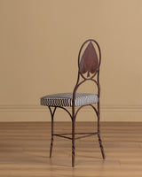 Set of 4 Iron Playing Card Garden Chairs in Striped Subrella, France, Early 20th Century