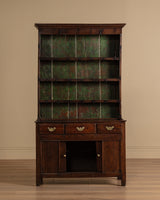 Oak Welsh Dresser w/ Plate Rack & Green Painted Backboard, England, 18th Century