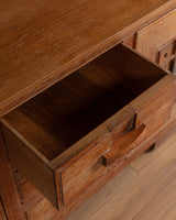 French Cerused Oak Sideboard with Geometric Motifs & Tiles, France, 1940s