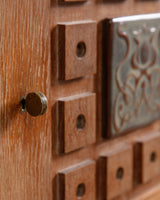 French Cerused Oak Sideboard with Geometric Motifs & Tiles, France, 1940s