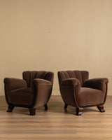Swedish Art Deco Mohair & Wood Club Chair, Sweden, 1930s (2 Available)