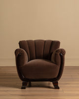 Swedish Art Deco Mohair & Wood Club Chair, Sweden, 1930s (2 Available)
