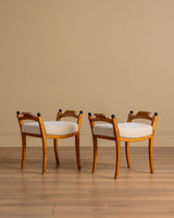 Swedish Grace Burlwood Footstools in Mohair, Sweden, 1920's (2 Available)