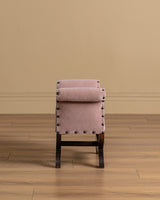 Swedish Walnut Stool in Pink Mohair Manner of Otto Schulz, 1950s