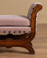 Swedish Walnut Stool in Pink Mohair Manner of Otto Schulz, 1950s