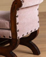 Swedish Walnut Stool in Pink Mohair Manner of Otto Schulz, 1950s