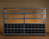 19th Century 10ft Blue Painted American General Store Cabinet / Shelving Unit