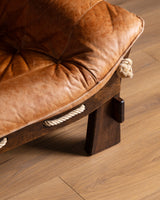 Scandinavian Brutalist Leather and Oak Sofa, Scandinavia, 1970s