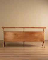 Italian Wood & Glass Top Sideboard Manner of Ico Parisi, 1950s