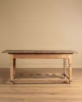 Rustic Farmhouse Table w/ Scalloped Stretcher, Italy, Late 19th Century