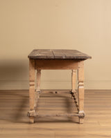 Rustic Farmhouse Table w/ Scalloped Stretcher, Italy, Late 19th Century