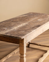 Rustic Farmhouse Table w/ Scalloped Stretcher, Italy, Late 19th Century