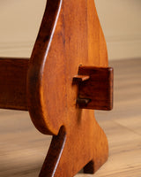 Brutalist Oak 63" Trestle Dining Table, France, 1960's