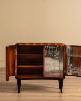 Art Deco Burl Bar Cabinet w/ Ebonized Legs, Italy, 1930's
