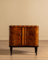 Art Deco Burl Bar Cabinet w/ Ebonized Legs, Italy, 1930's