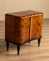 Art Deco Burl Bar Cabinet w/ Ebonized Legs, Italy, 1930's