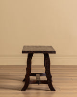 Brutalist Gouged Wood Side Table, France, 1950's