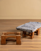 Belgian Bluestone & Oak Coffee Table, 1970's (2 Available)