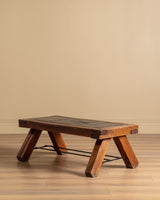Brutalist Wood & Slate Coffee Table, Belgium, 1960's