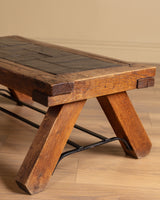 Brutalist Wood & Slate Coffee Table, Belgium, 1960's