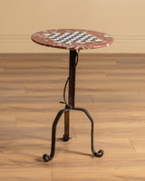 Iron & Pieced Marble Chess Side Table, Italy, 19th Century