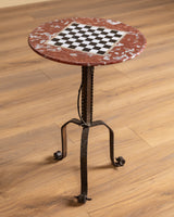 Iron & Pieced Marble Chess Side Table, Italy, 19th Century