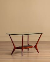 Italian Wood & Glass Coffee Table Manner of Gio Ponti, 1950's