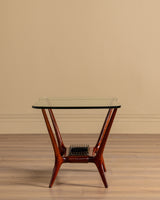 Italian Wood & Glass Coffee Table Manner of Gio Ponti, 1950's
