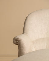 Napoleon III Chaise Longue in Ecru Linen, France, 19th Century