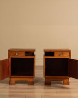 Pair of Art Deco Oak Nightstands, France, 1940's
