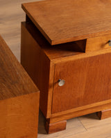 Pair of Art Deco Oak Nightstands, France, 1940's