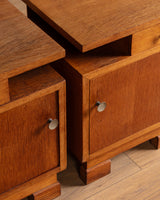 Pair of Art Deco Oak Nightstands, France, 1940's