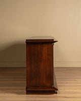 92" Mahogany & Bronze Pillar Mount Sideboard Manner of Andre Arbus, France, 1950's