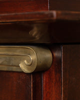 92" Mahogany & Bronze Pillar Mount Sideboard Manner of Andre Arbus, France, 1950's