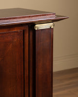 92" Mahogany & Bronze Pillar Mount Sideboard Manner of Andre Arbus, France, 1950's