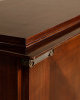 92" Mahogany & Bronze Pillar Mount Sideboard Manner of Andre Arbus, France, 1950's