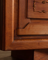Art Deco Pedestal Base Oak & Brass Mounted Sideboard, France, 1940's