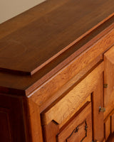 Art Deco Pedestal Base Oak & Brass Mounted Sideboard, France, 1940's