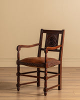 Pair of Oak & Leather Open Arm Chairs, France, 1940s