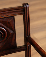 Pair of Oak & Leather Open Arm Chairs, France, 1940s