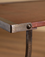 French Iron & Leather Desk and Chair Set, Manner of Jansen, 1950s