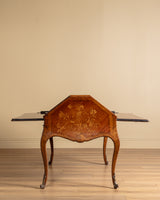 Kingwood & Boxwood Floral Inlaid Double-Sided Desk, France, Early 20th Century