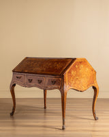 Kingwood & Boxwood Floral Inlaid Double-Sided Desk, France, Early 20th Century