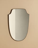 Brass Crest Shaped Wall Mirror, Italy, 1950s